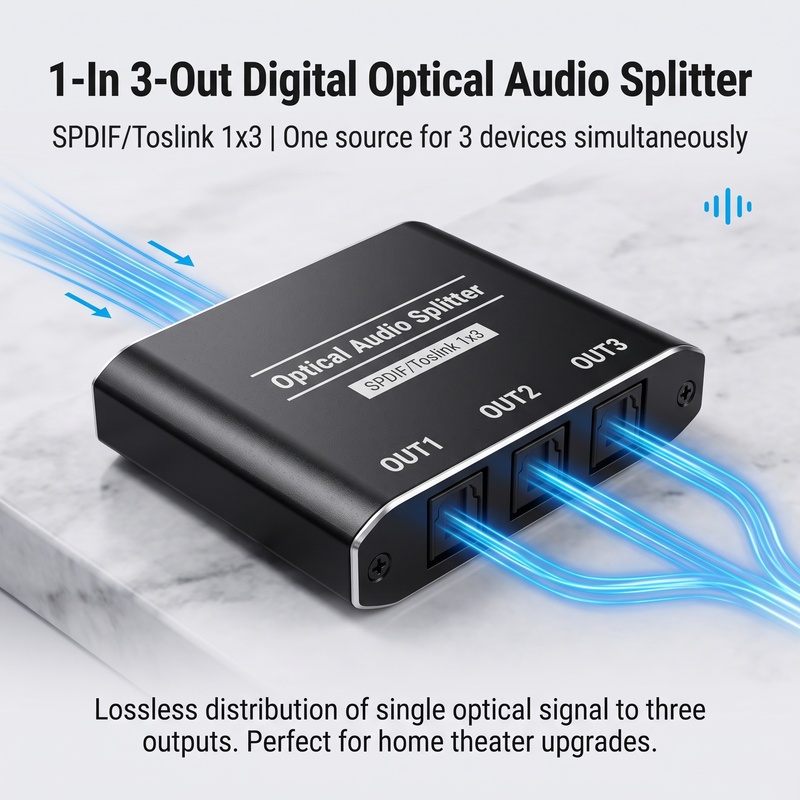 Surround Sound Decoder - 1 in 3 out Optical Audio