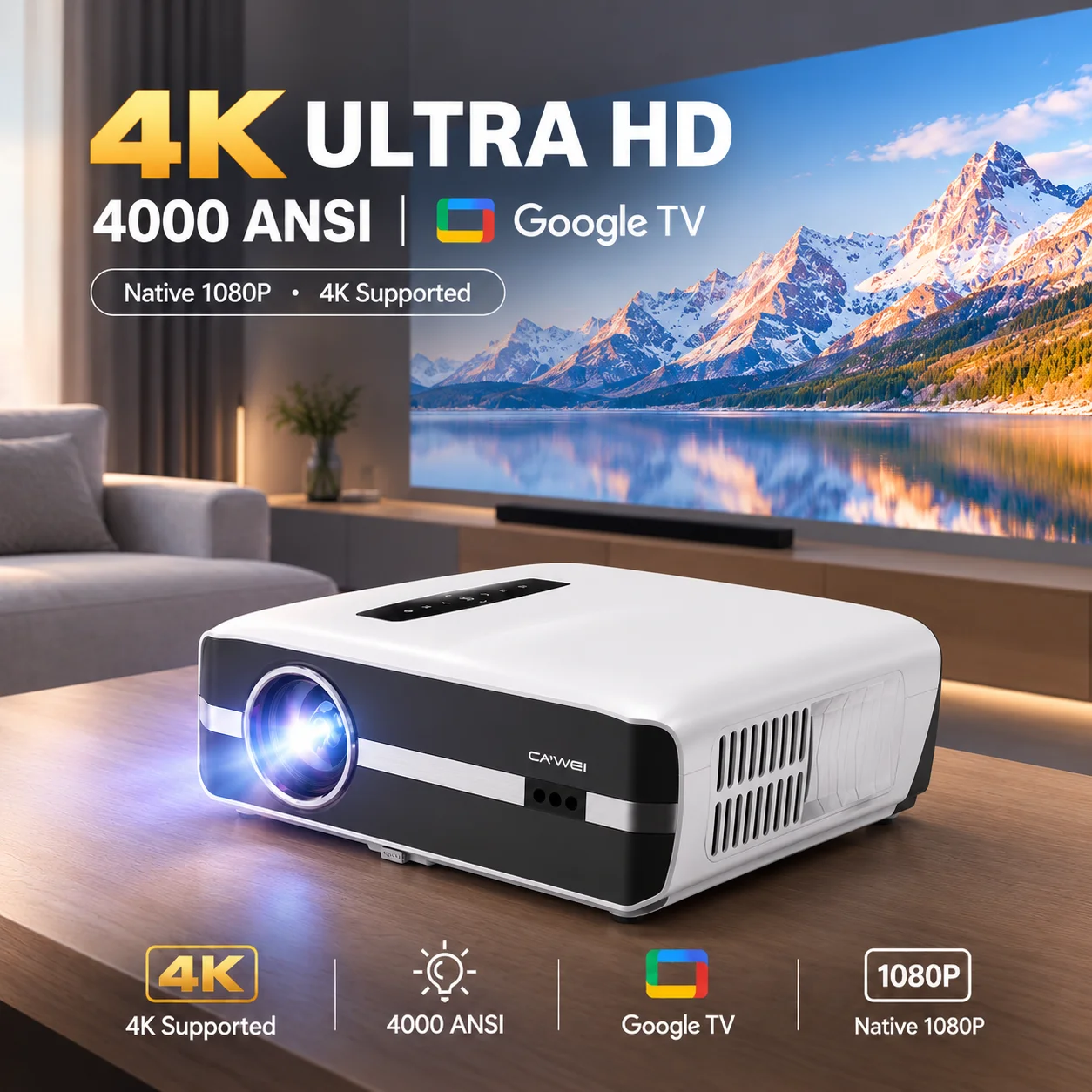 Video Home Cinema - New A9S 4k 4000ANSI Projector Auto