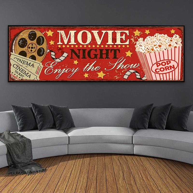 Cinema Sign Canvas Painting Ab - огляд і ціна Vintage Home Cinema