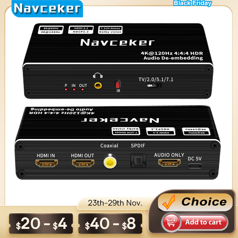 Navceker 8K 60Hz HDMI Audio Ex - огляд і ціна Surround Sound Decoder