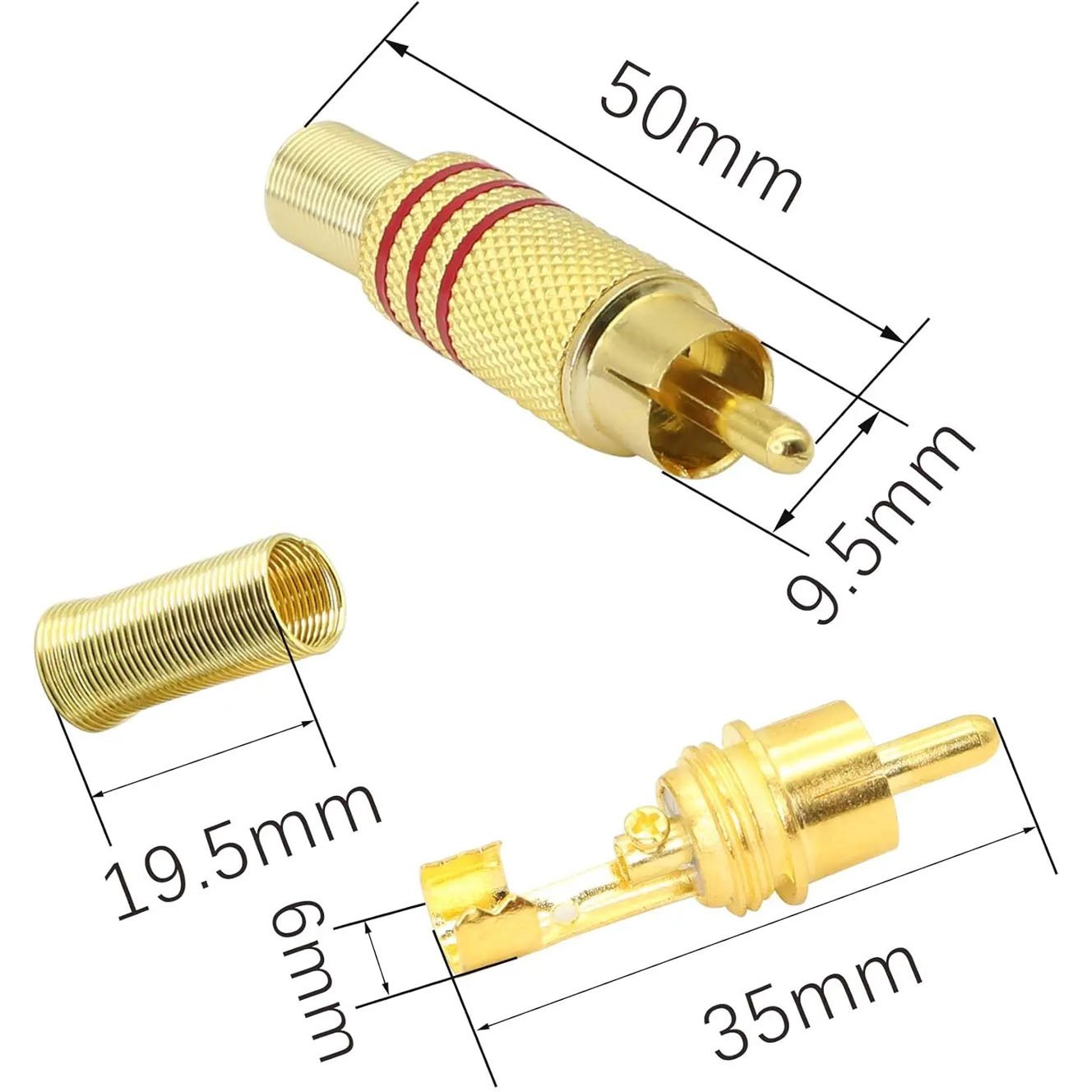 4PCS RCA Plug Gold Plated Sold - огляд і ціна Video Home Cinema