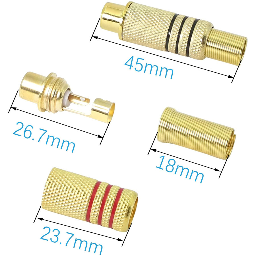 4PCS RCA Plug Gold Plated Sold - огляд і ціна Video Home Cinema
